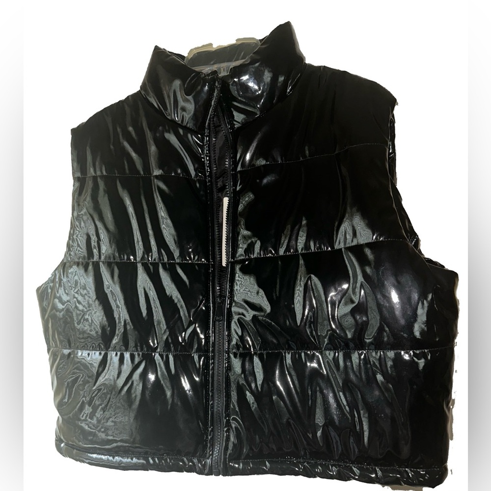 Rainbow Black Zip Front Puffer Jacket